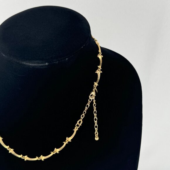 Vintage Gold and Vine, Y Necklance, Birolette Glass and Rhinestones, Pendant - Picture 13 of 14